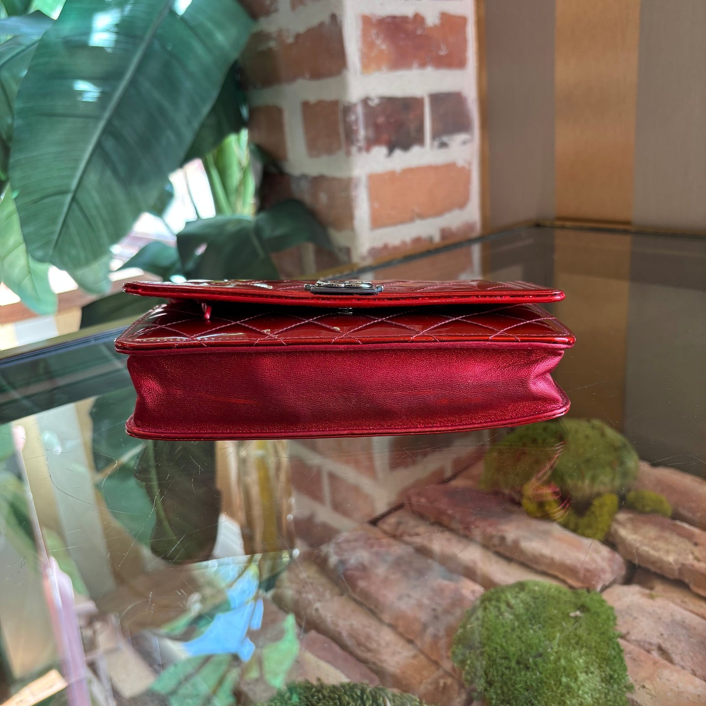 Chanel Boy Leather Red Chain Crossbody