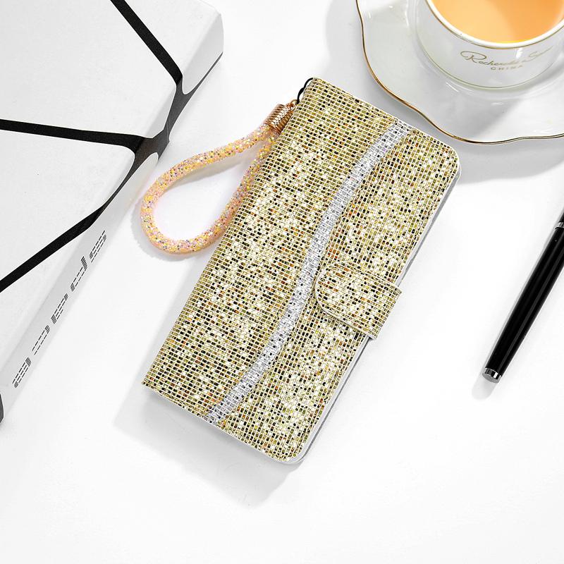Shiny wallet crystal wrist phone case