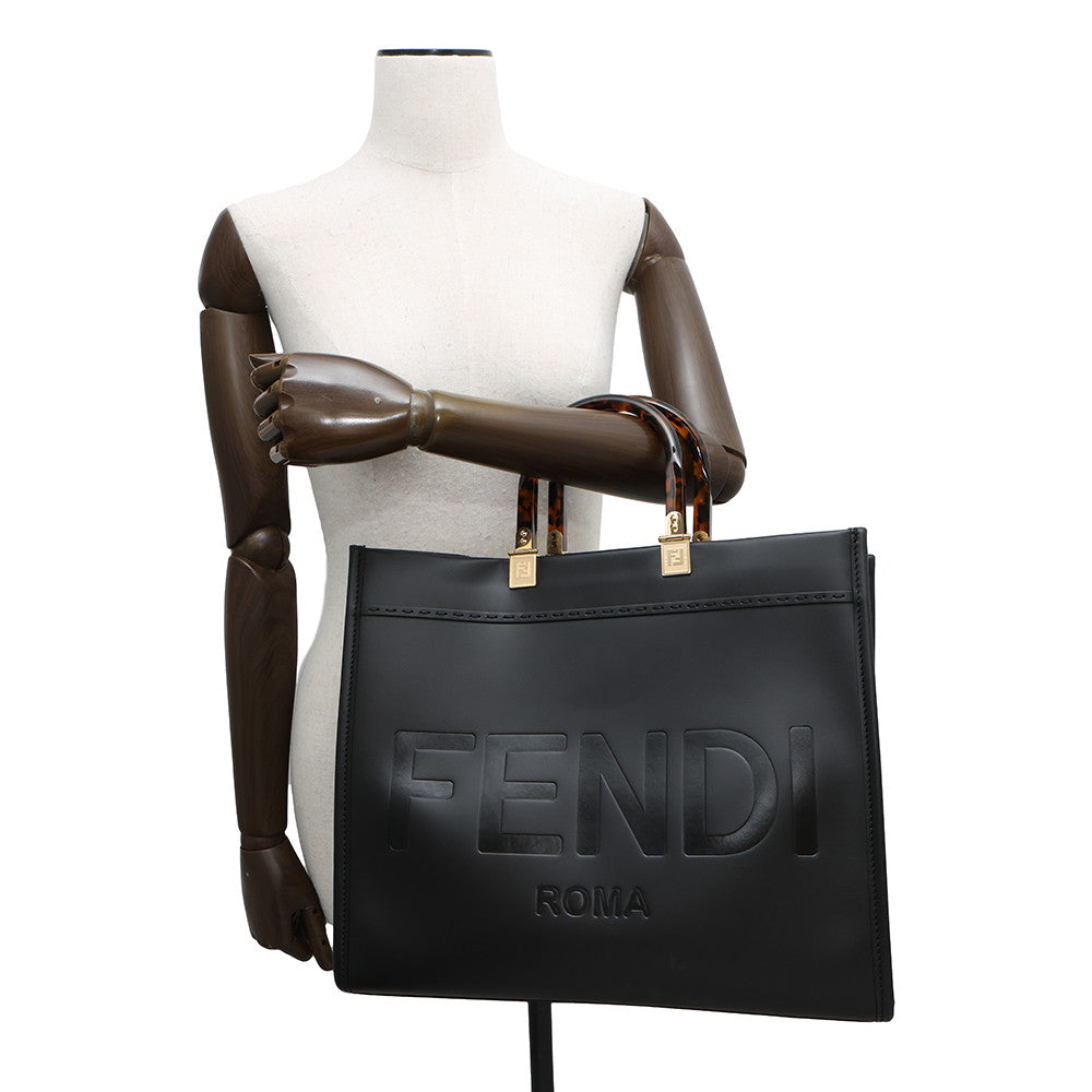FENDI ?Sunshine Tote Bag Black8BH386 Calf Leather Size Medium
