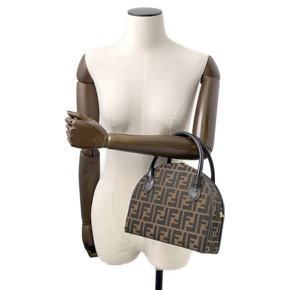 FENDI Zucca 2-way Bag Khaki Canvas Leather