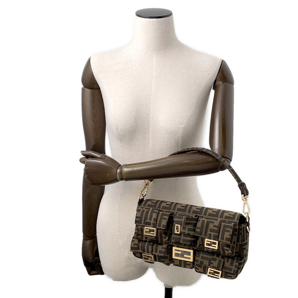 FENDI Zucca Multi-Pocket Baguette Brown/Black8BR808 Jacquard