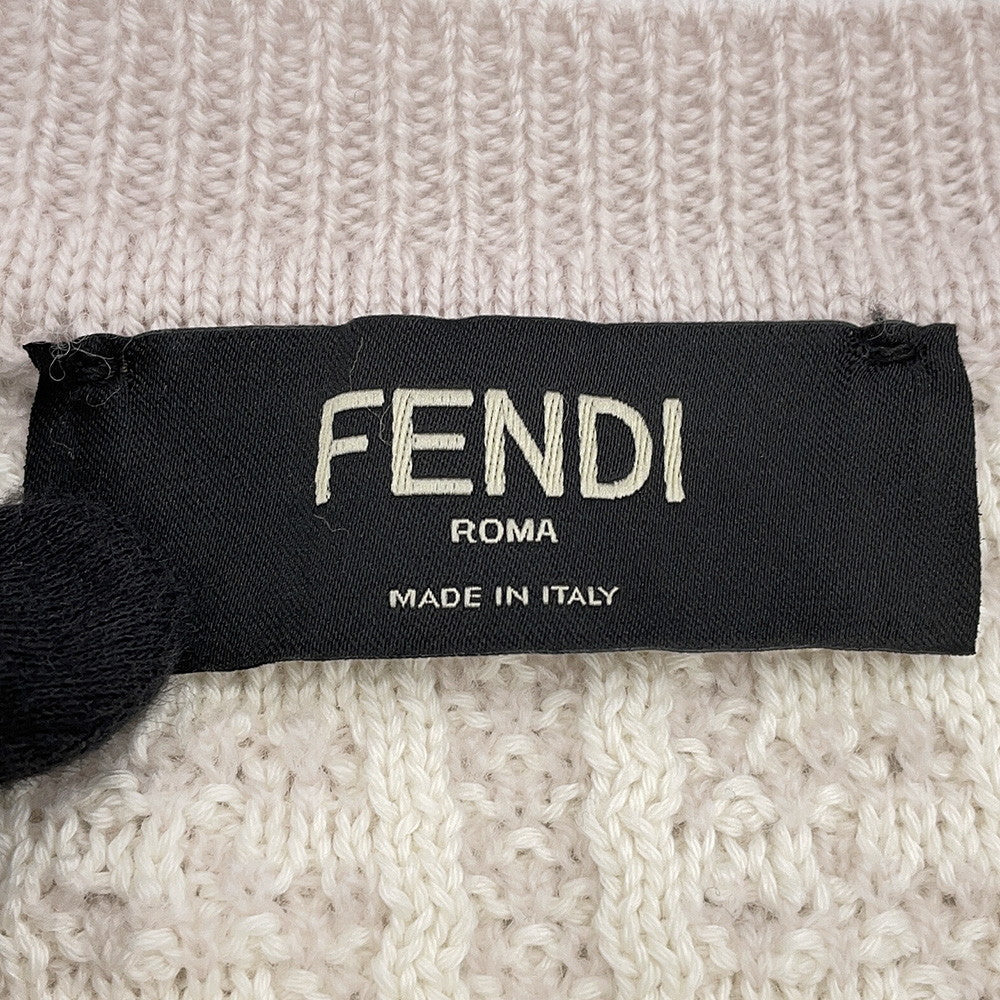FENDI FF design pullover knit Size 48 Ivory/PinkFZX034 Wool 54%Cotton39% Cashmere7%