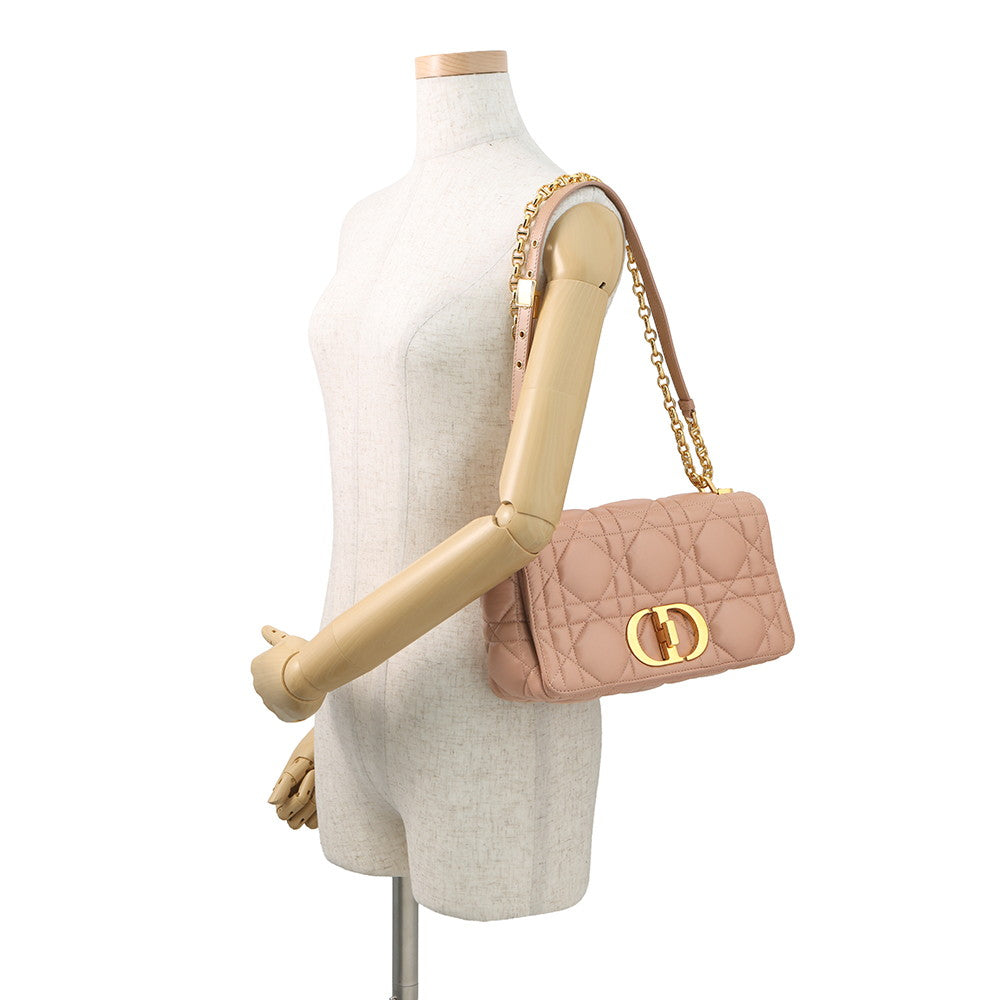 Dior Macrocannage Caro Shoulder Bag Jasmin Flowerm9242Ungk Calf Leather Size Medium