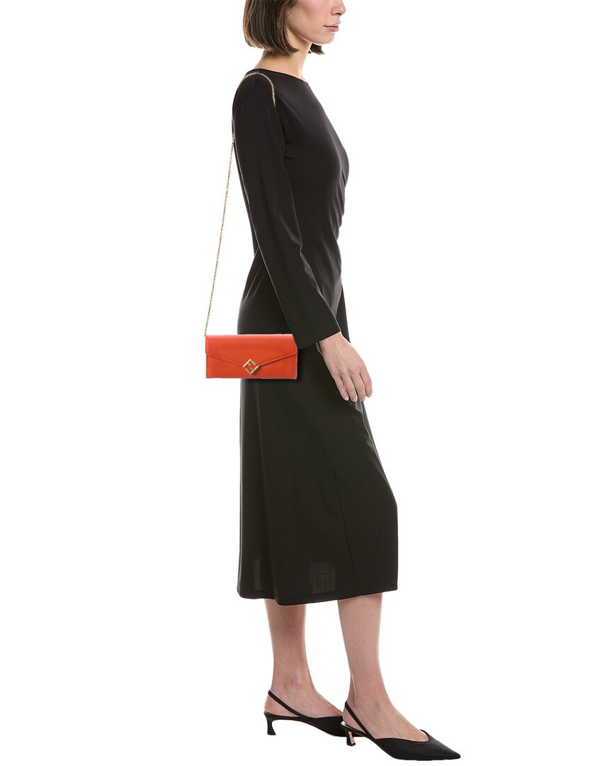 Fendi Ff Diamonds Leather Wallet On Chain
