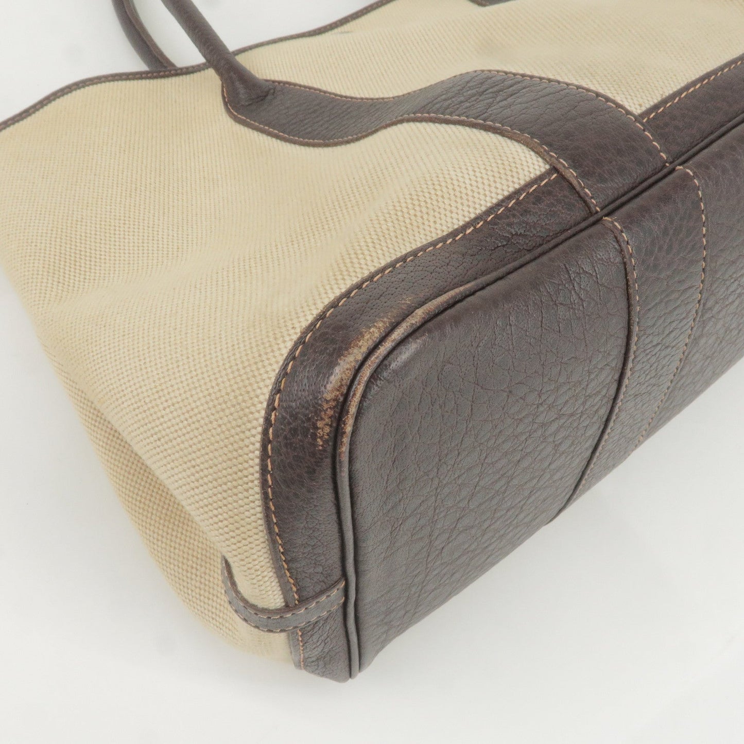 Luxury Hermes Canvas Leather Garden Party Pm Tote Bag Beige G Stamp