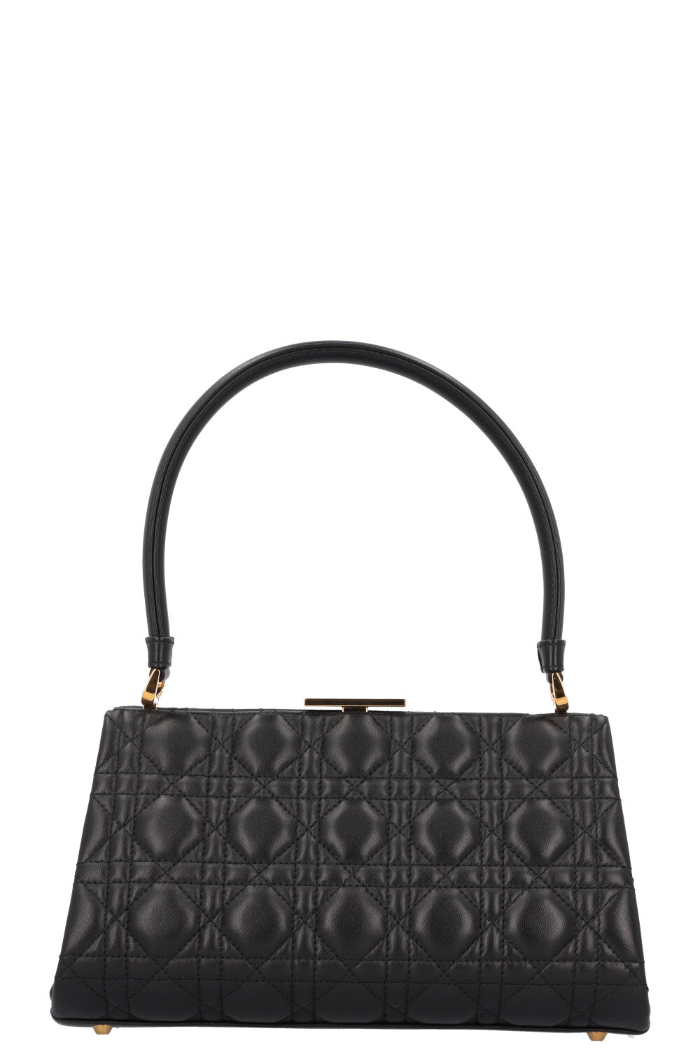 Christian Dior Caro Cannage Frame Bag Black Leather
