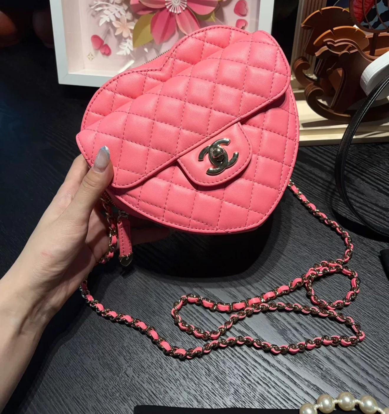 Chanel 22S Pink Heart Bag Large