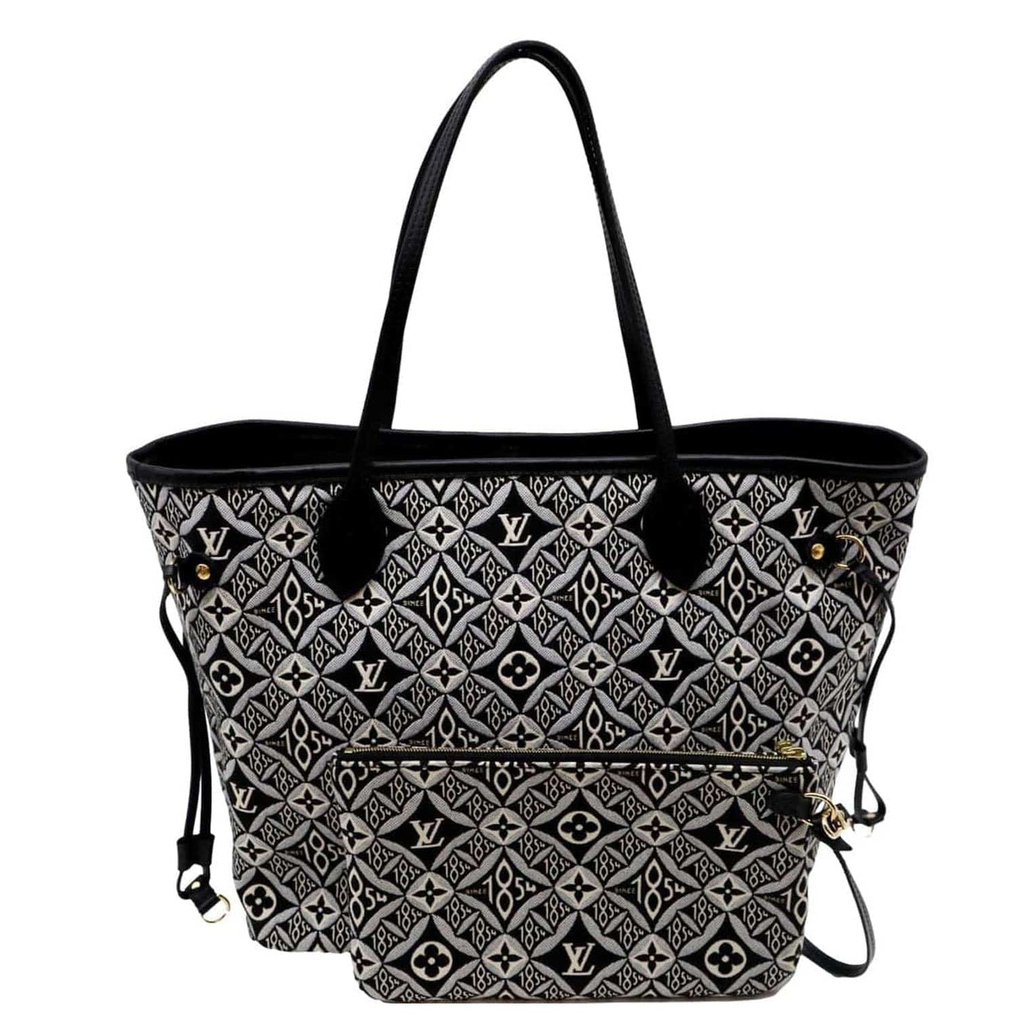 LOUIS VUITTON Since 1854 Neverfull MM Jacquard Shoulder Bag Grey