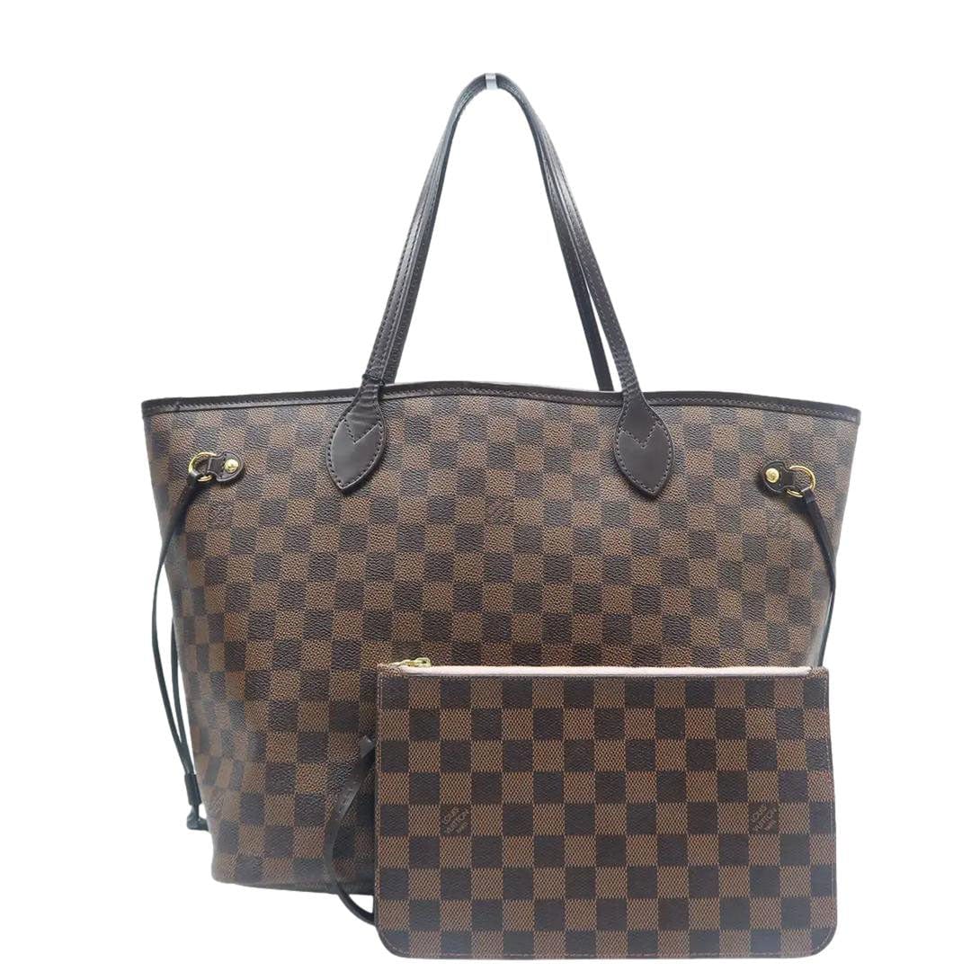 LOUIS VUITTON Neverfull MM Damier Ebene Shoulder Bag Rose ballerine