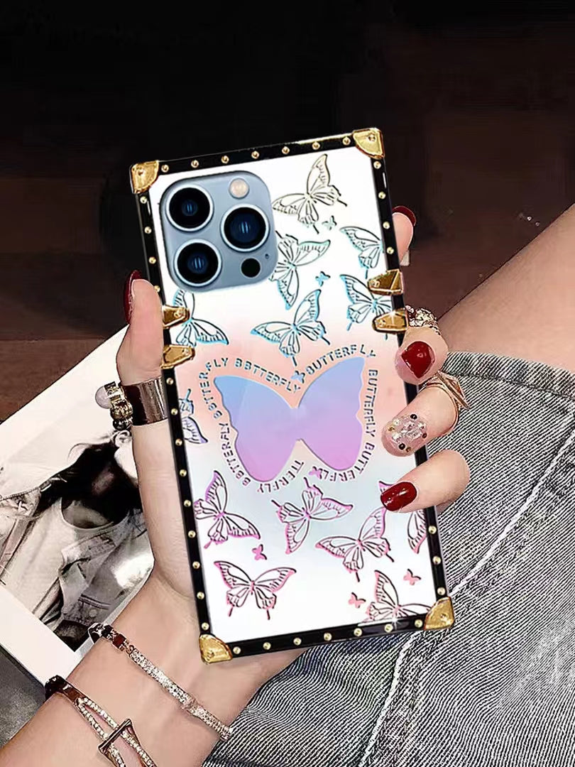 Luxury butterfly Square Phone Case for iPhone