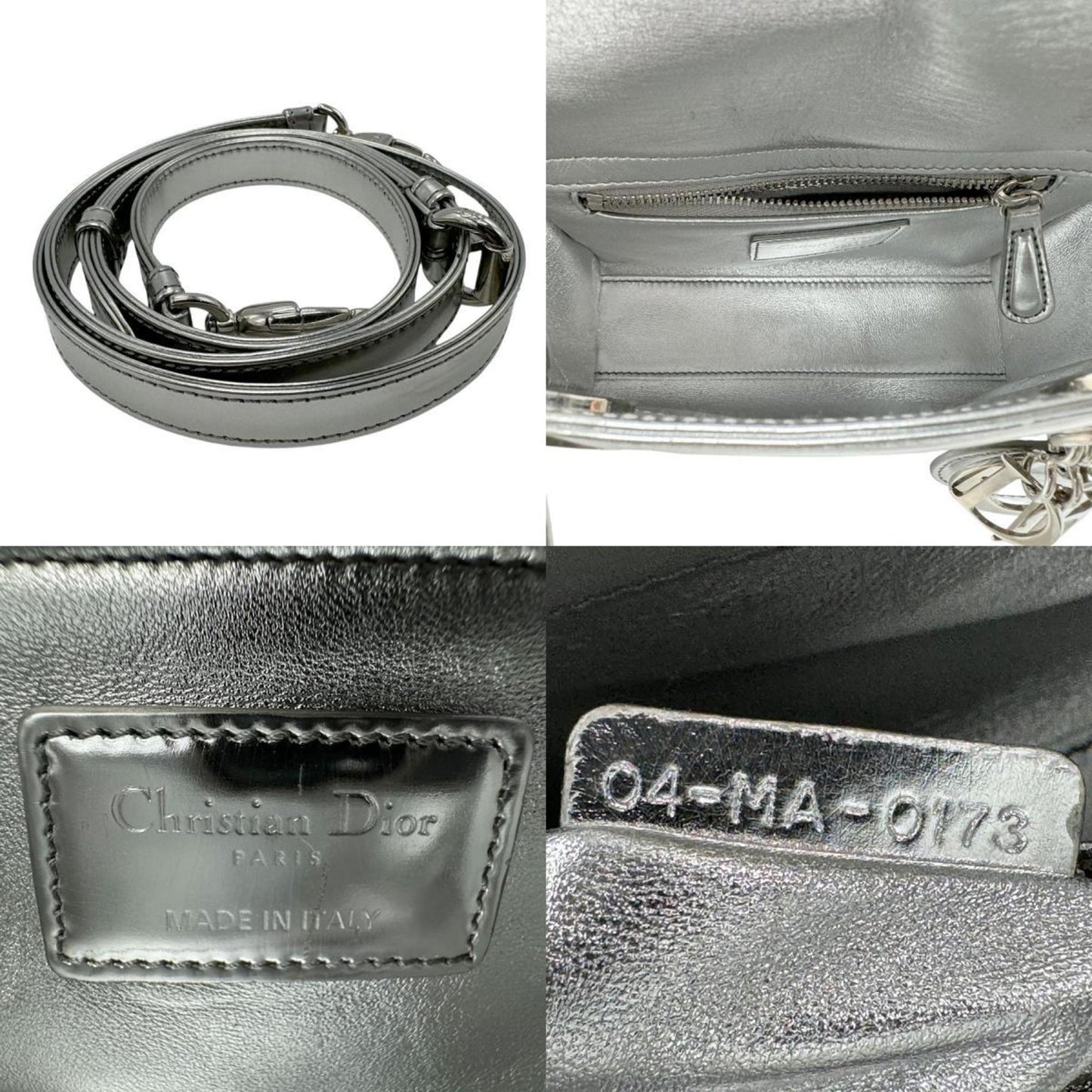 Christian Dior Silver Leather Handbag Shoulder Bag Style 3