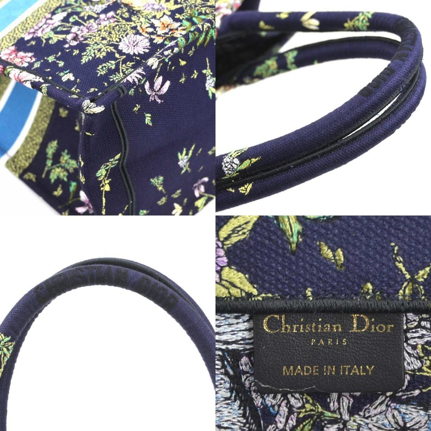 Christian Dior Navy Canvas Handbag Tote Bag Canvas