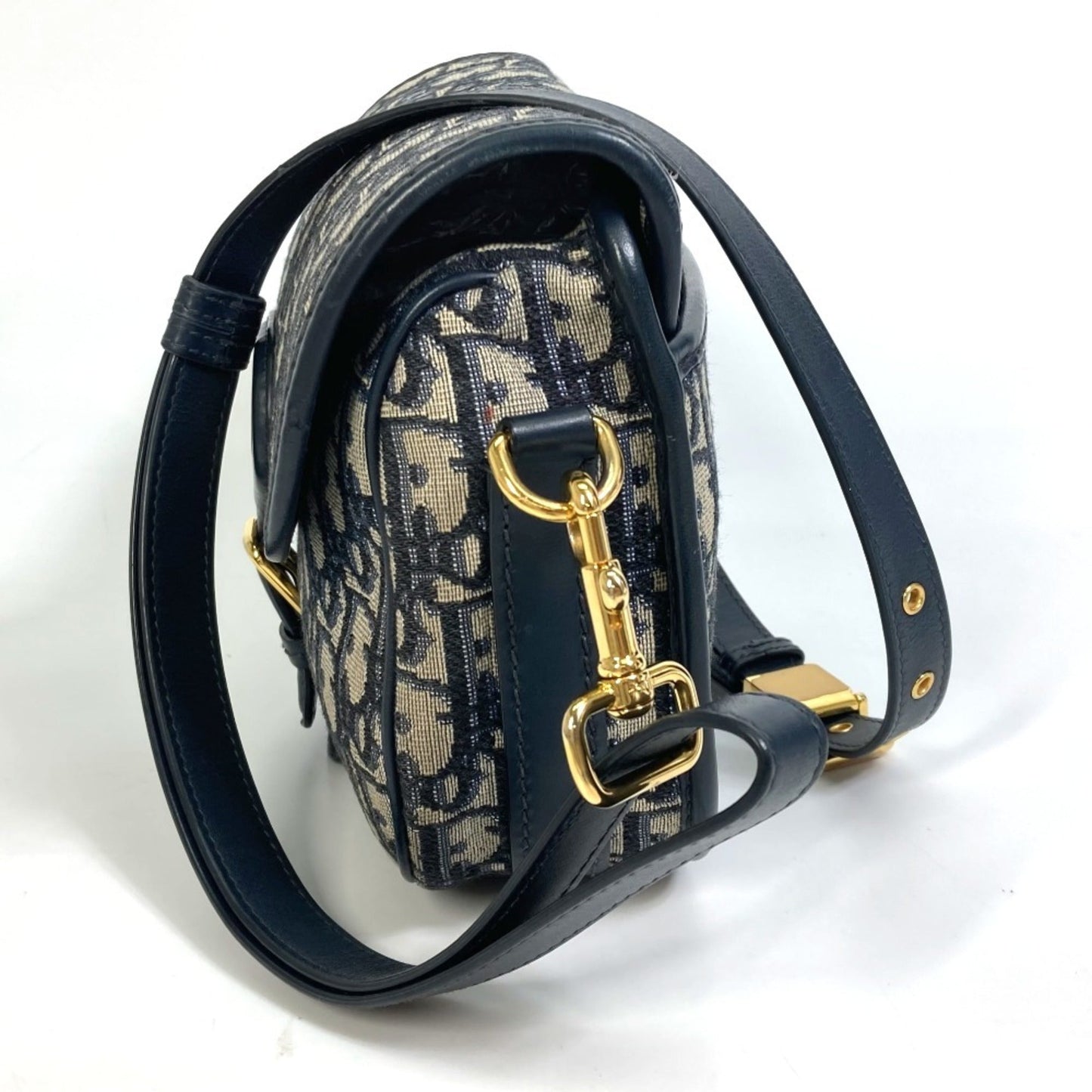 Christian Dior Navy Canvas Leather Pochette Shoulder Bag