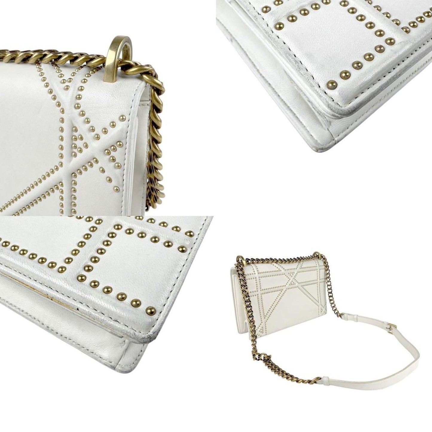 Christian Dior Off-White Leather Shoulder Bag