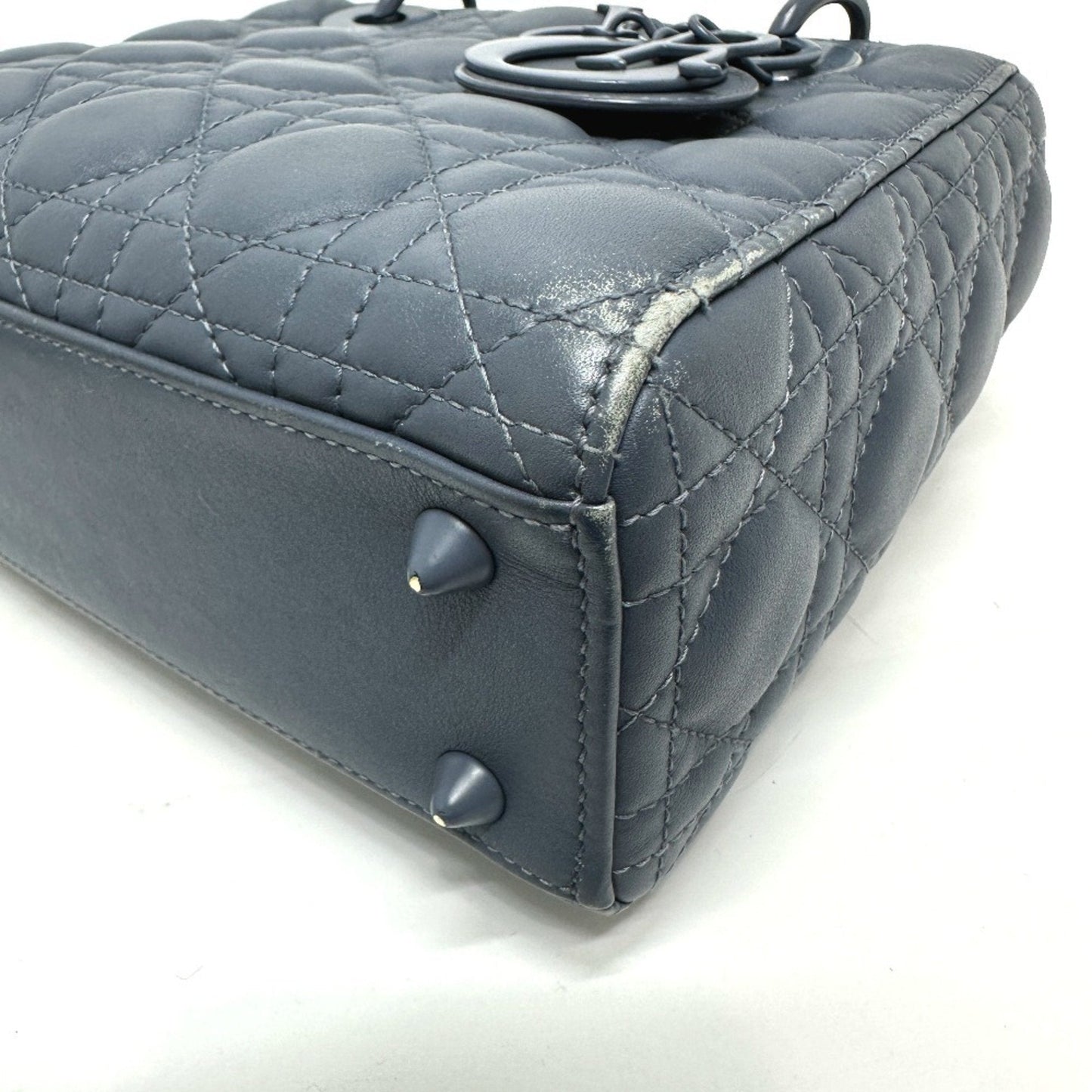 Christian Dior Blue Leather Handbag Shoulder Bag Leather