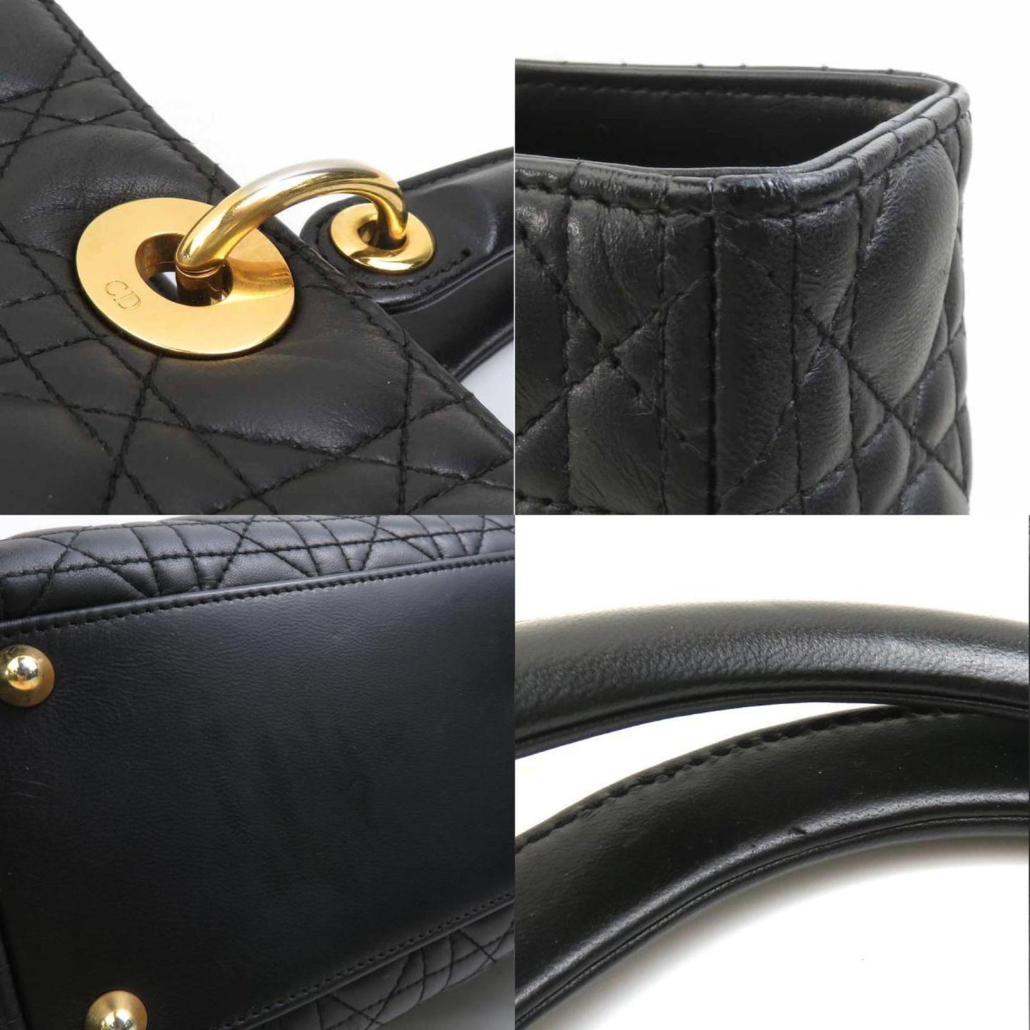 Christian Dior Black Leather Handbag Shoulder Bag Style 2