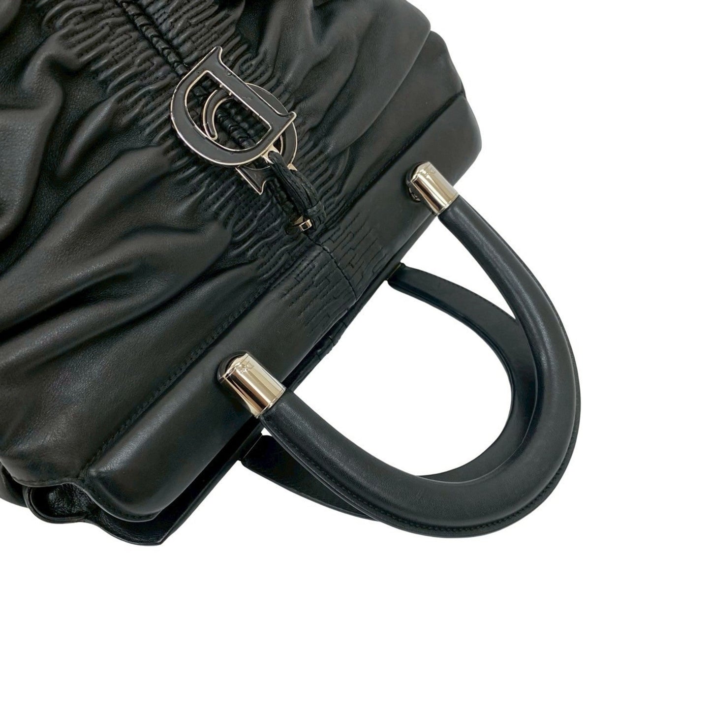 Christian Dior Black Leather Handbag Tote Bag Style 9