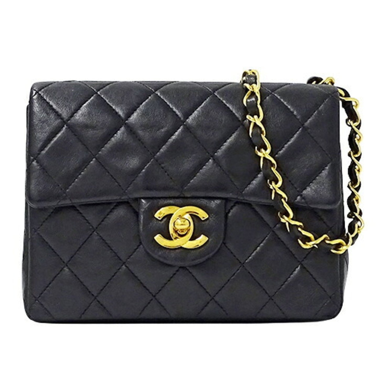 Chanel bag matelasse lady's shoulder chain lambskin black