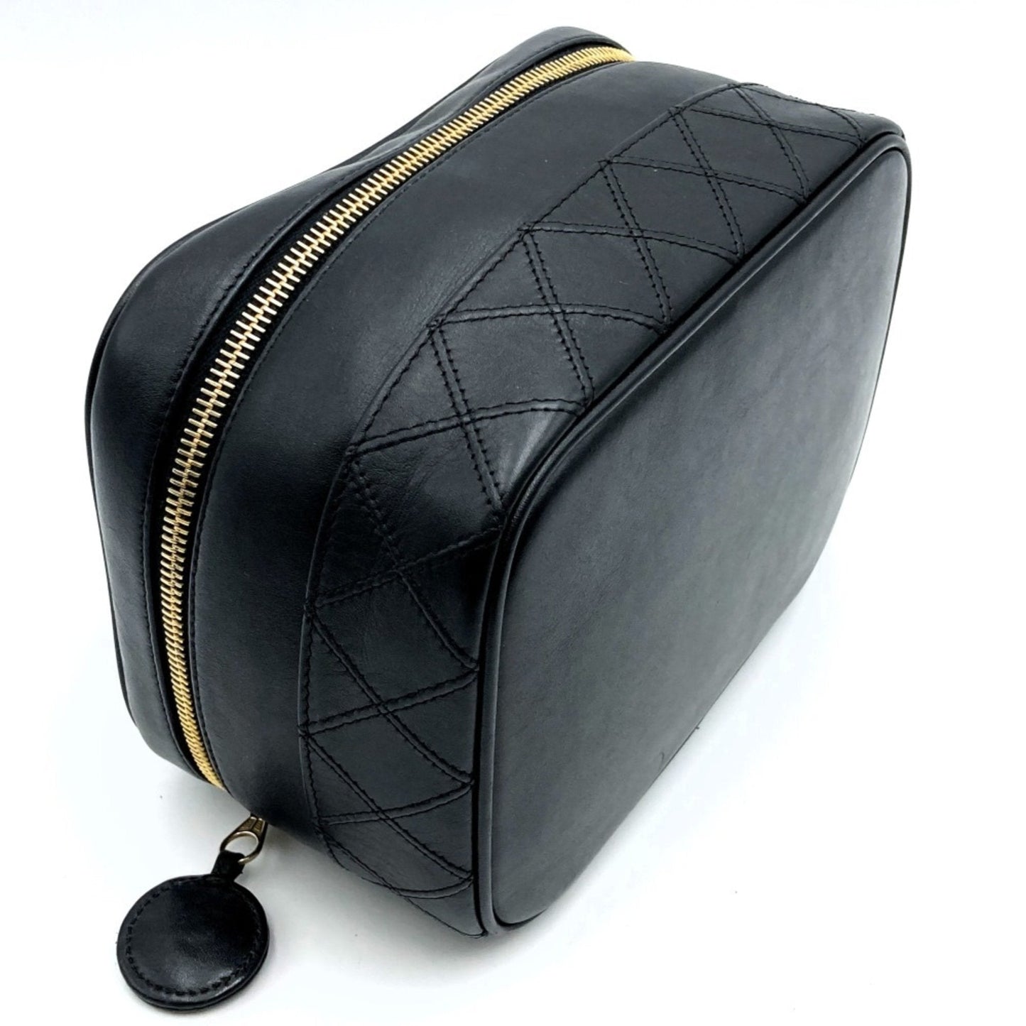 Chanel Bicolor Vanity Bag, Cosmetic Pouch, Coco Mark, Black, Lambskin, Leather, Women's