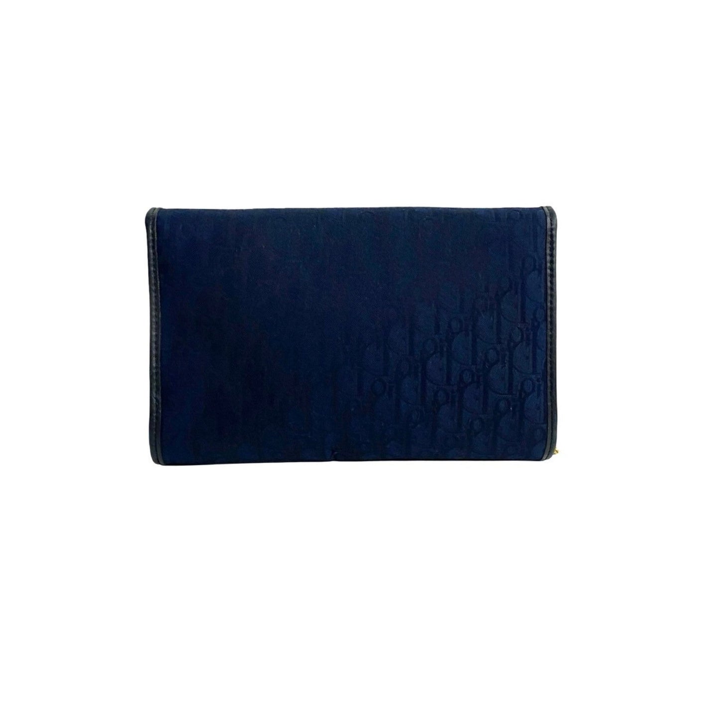 Christian Dior Navy Canvas Leather Pochette Shoulder Bag Leather