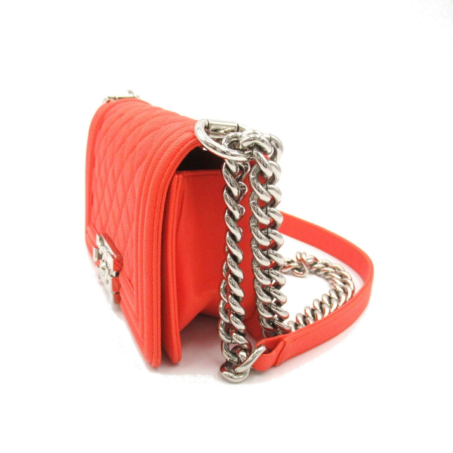 Chanel Boy Chanel Chain Shoulder Bag Caviar Skin (Grained Calf) Women's Orange