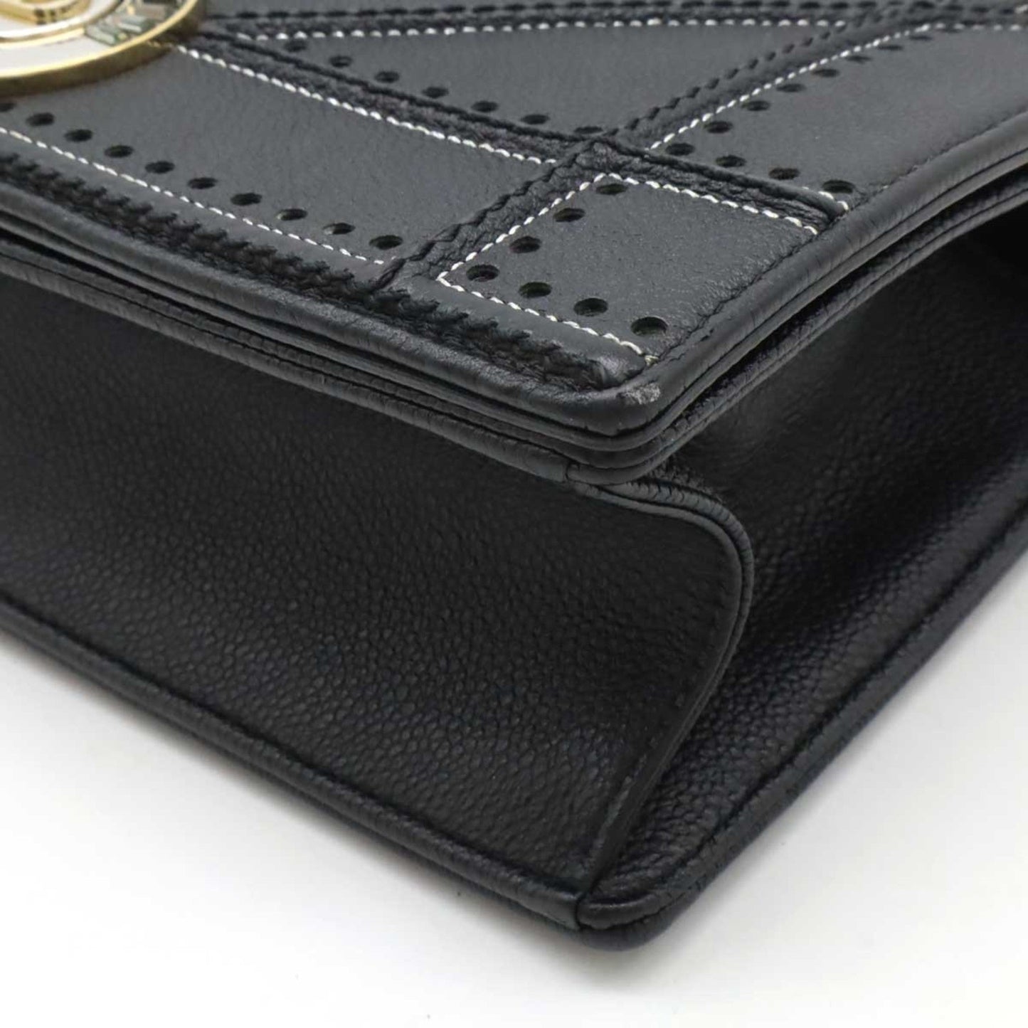 Christian Dior Black Leather Shoulder Bag Style 17
