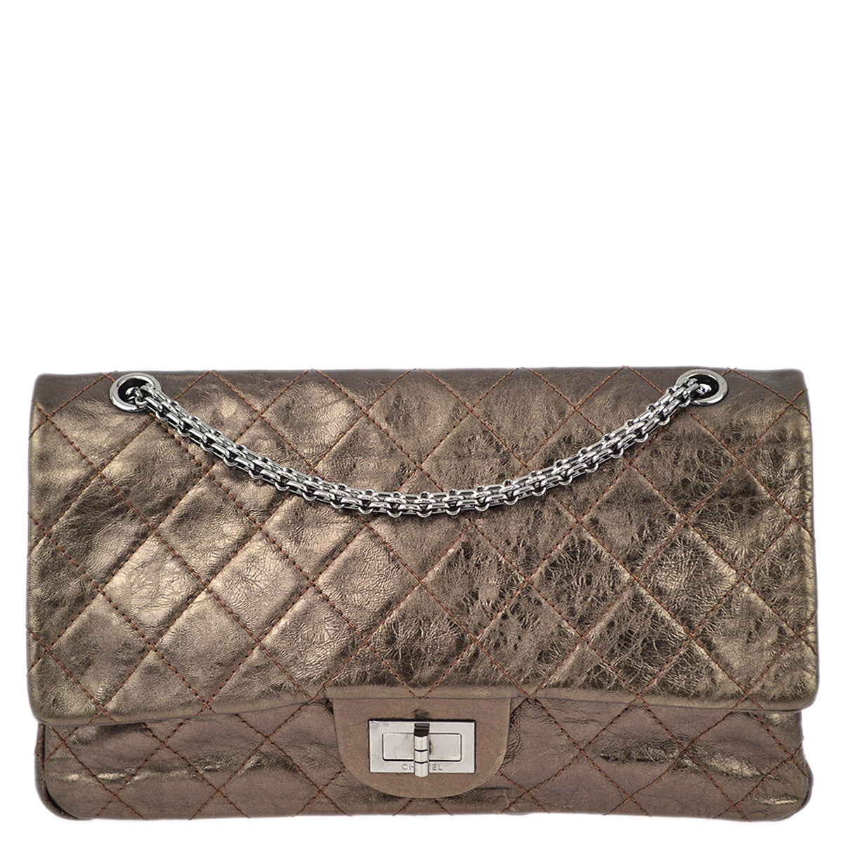 Chanel Brown Lambskin 2.55 Classic Double Flap Shoulder Bag