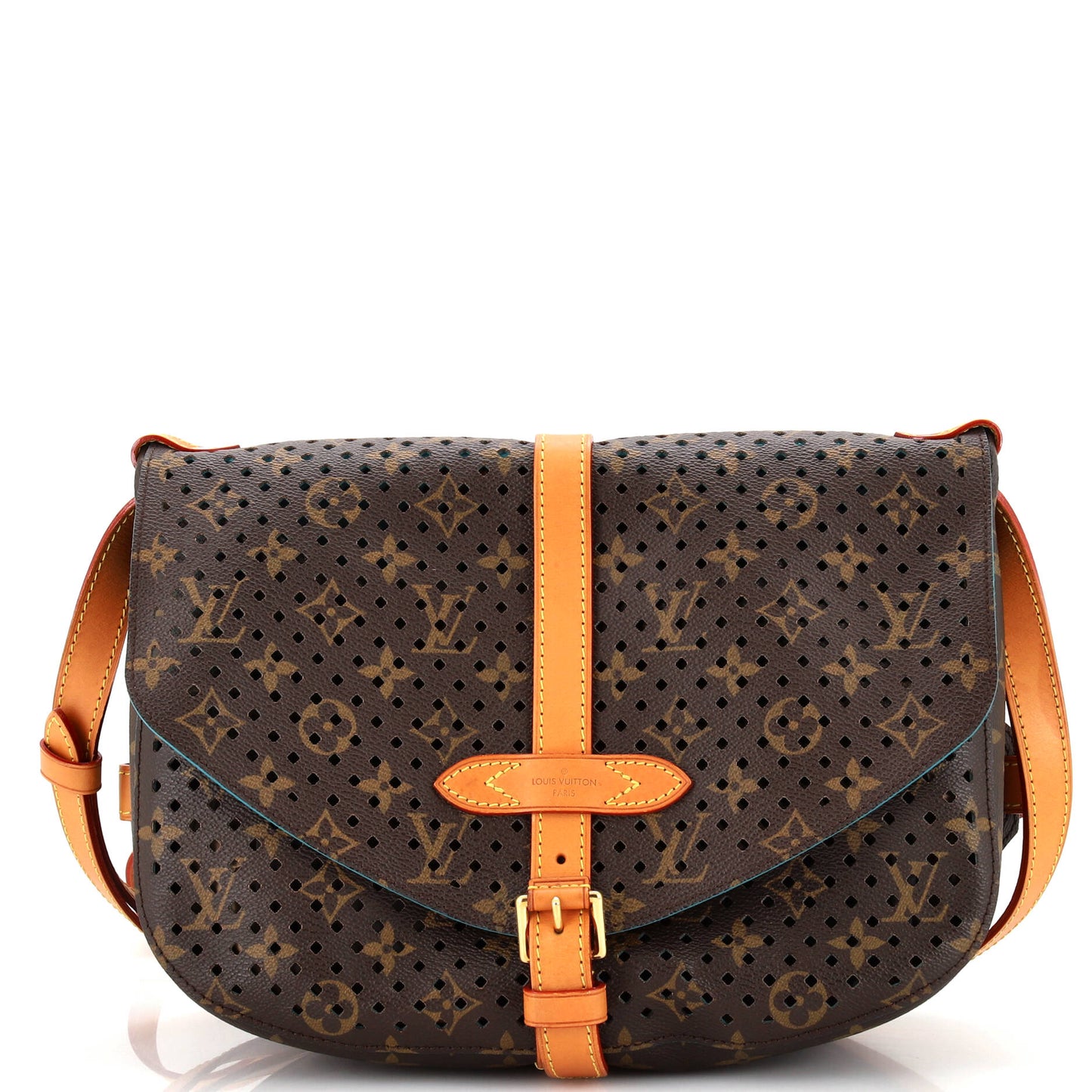 Louis Vuitton Flore Saumur Handbag Perforated Monogram Canvas