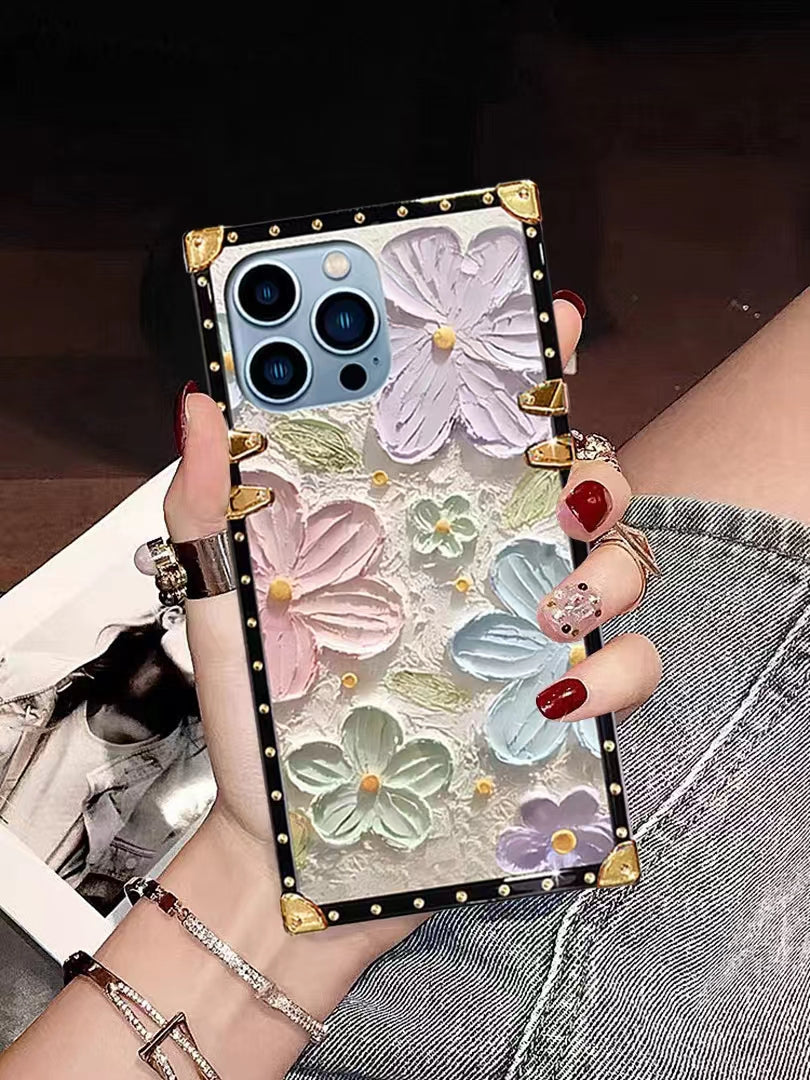 Luxury Flower Square Phone Case for iPhone