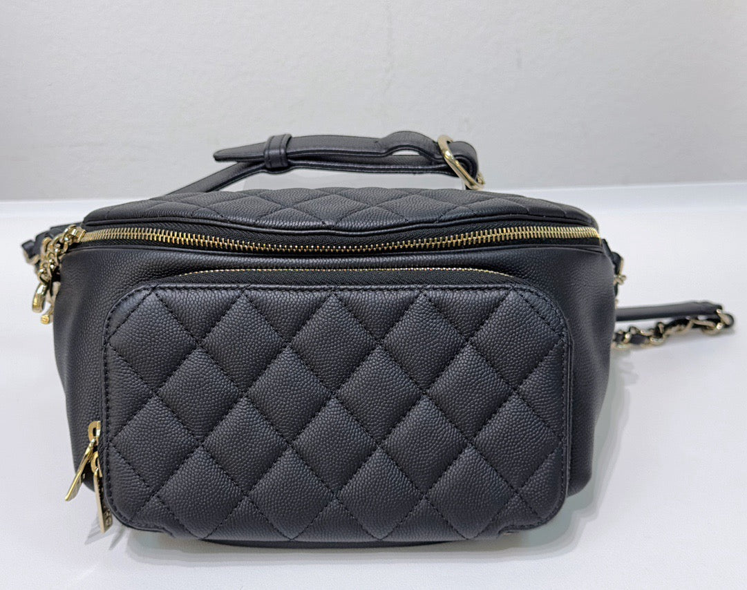 Chanel Quilted Caviar Leather Black Handbag