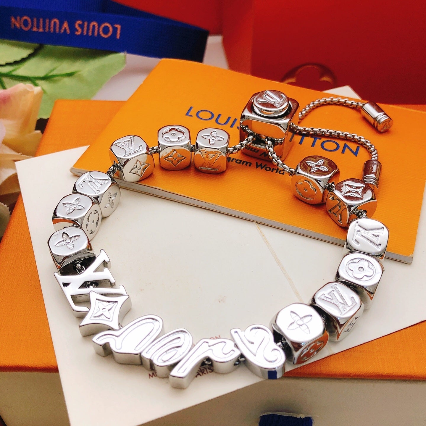 High-Quality Rose Gold Polished Square-Link Bracelet