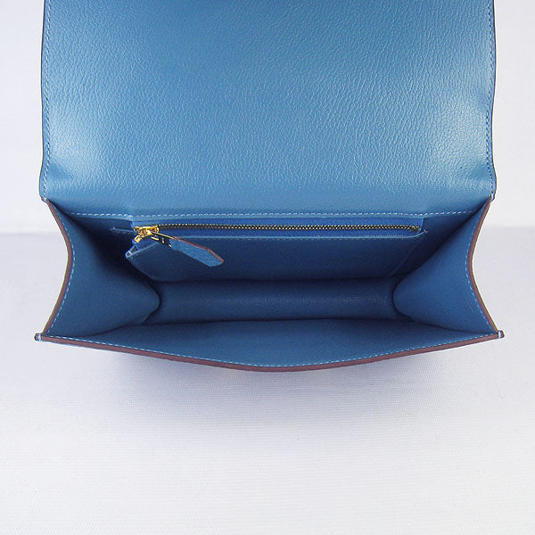 Luxury Hermes Constance Cowskin Leather Bag Blue Golden