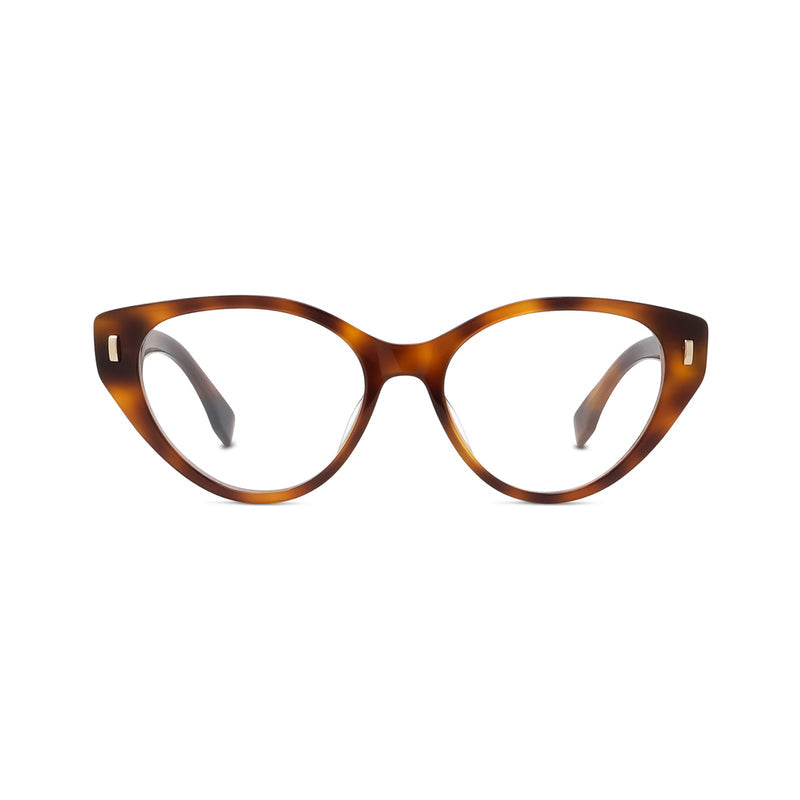 Fendi Eyeglasses Cat Eye Full Rim, Ivory Frame and Clear Demo Lenses Lens FE50020I025