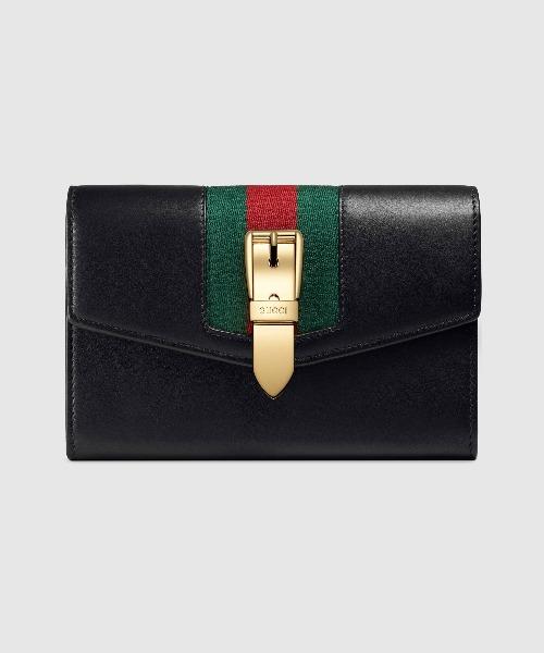 Gucci SyLouis Vuittonie Leather Zip Around Wallet Black