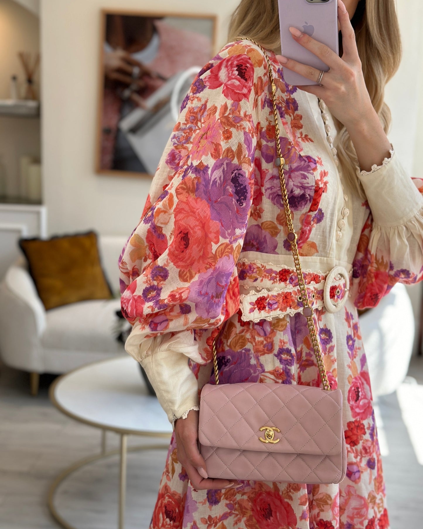 Chanel Flap Mini Baby Lambskin Leather Pink Gold Chain Shoulder Bag Style