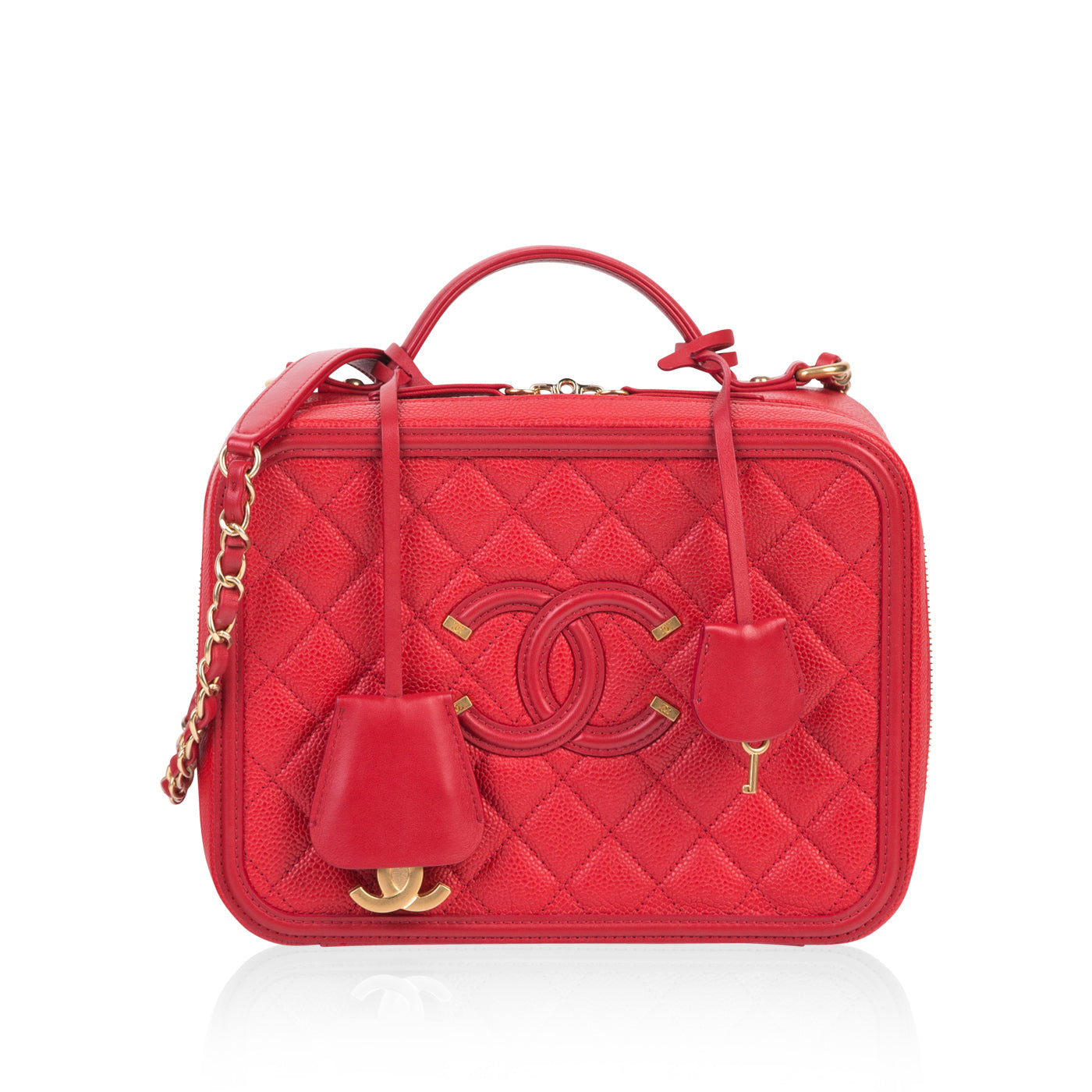 Chanel Vanity Caviar Gold Clutch Style 4