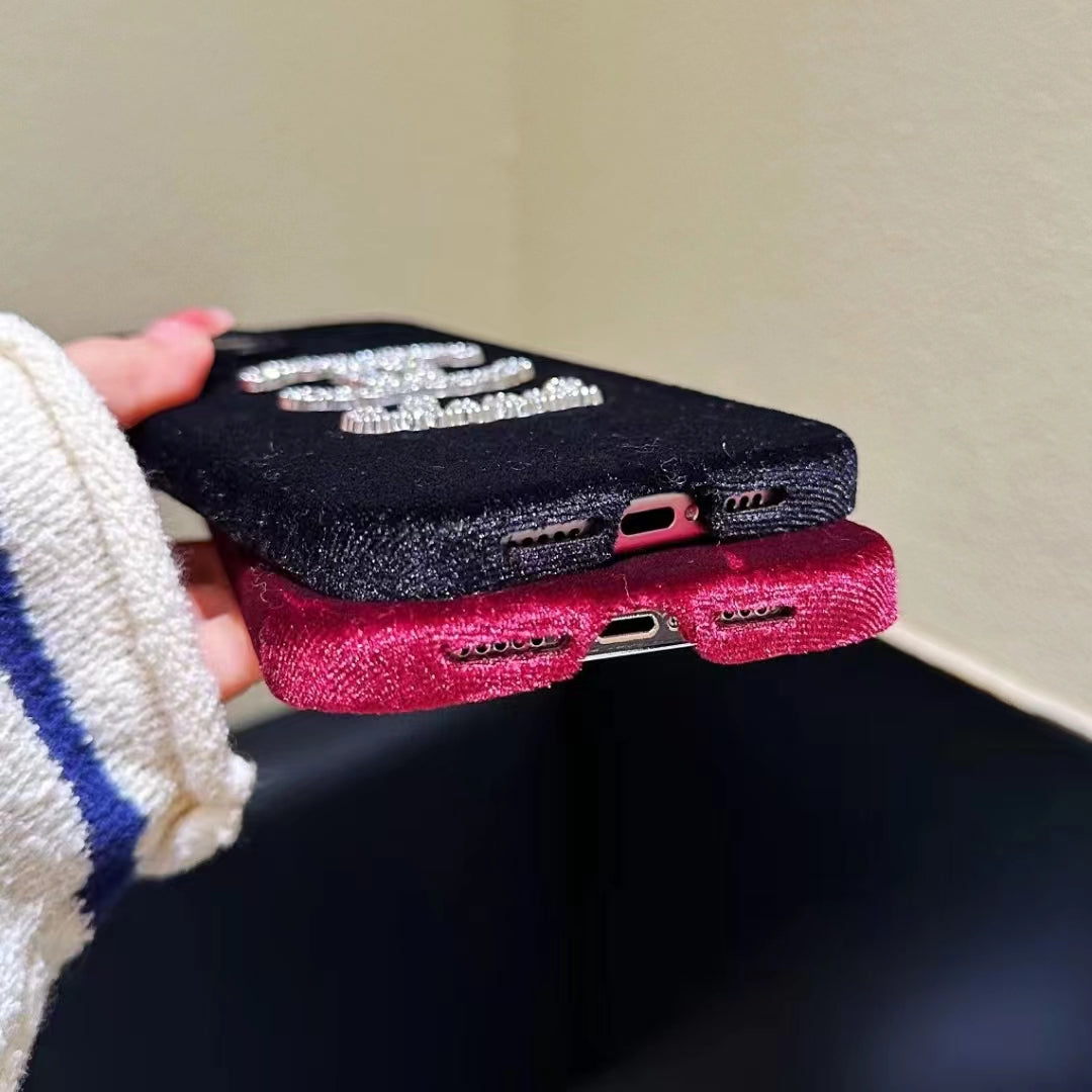 Luxury Rhinestone velvet phone case for iphone