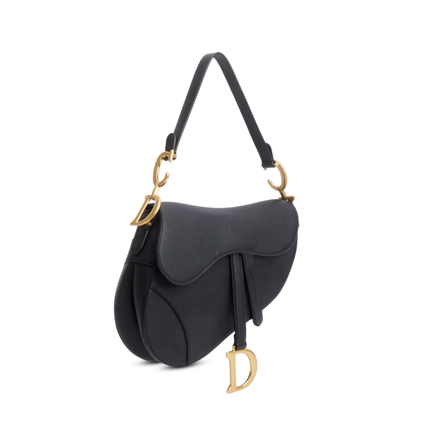 Christian Dior 2022 Black Grained Calfskin Saddle Bag
