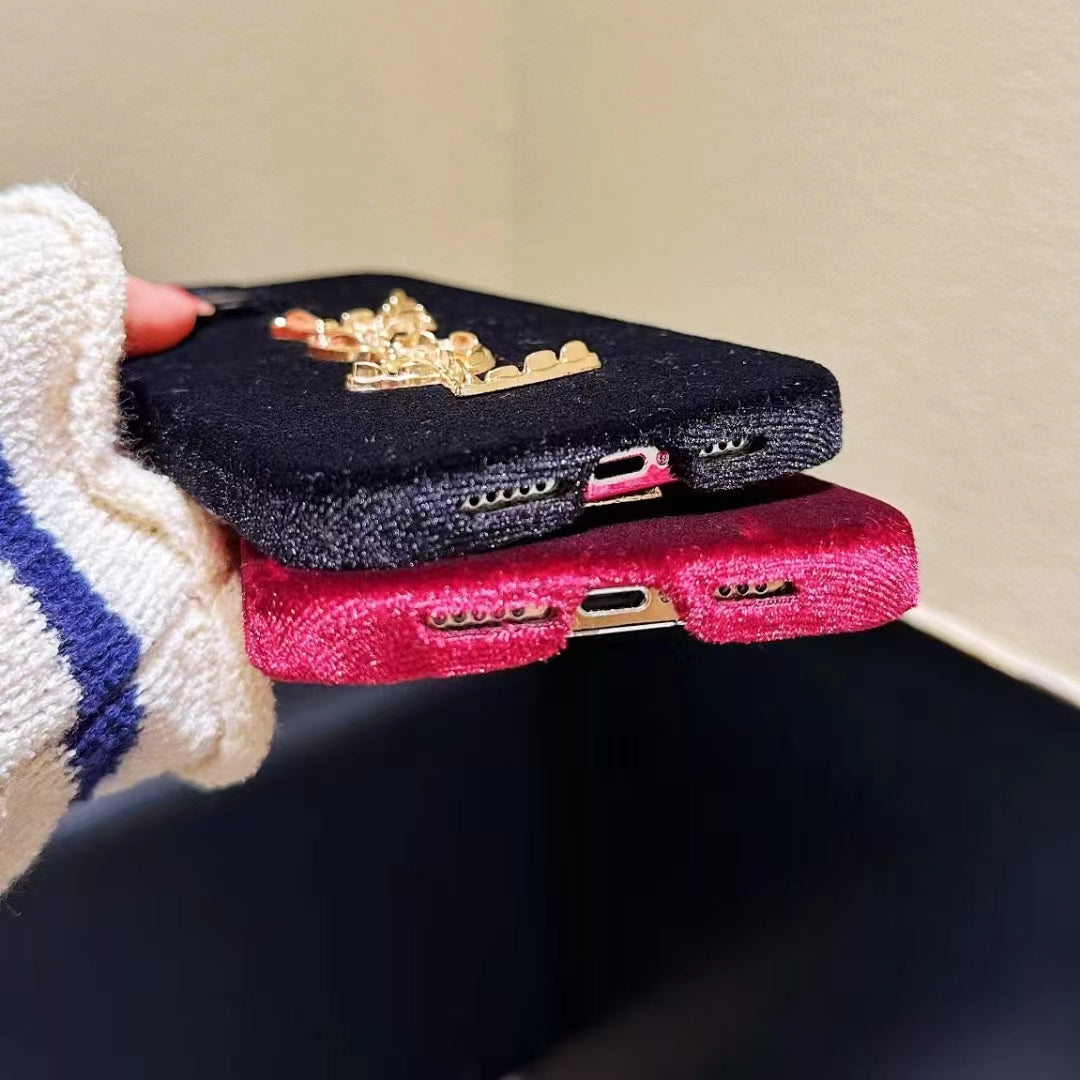 Luxury Rhinestone velvet phone case for iphone