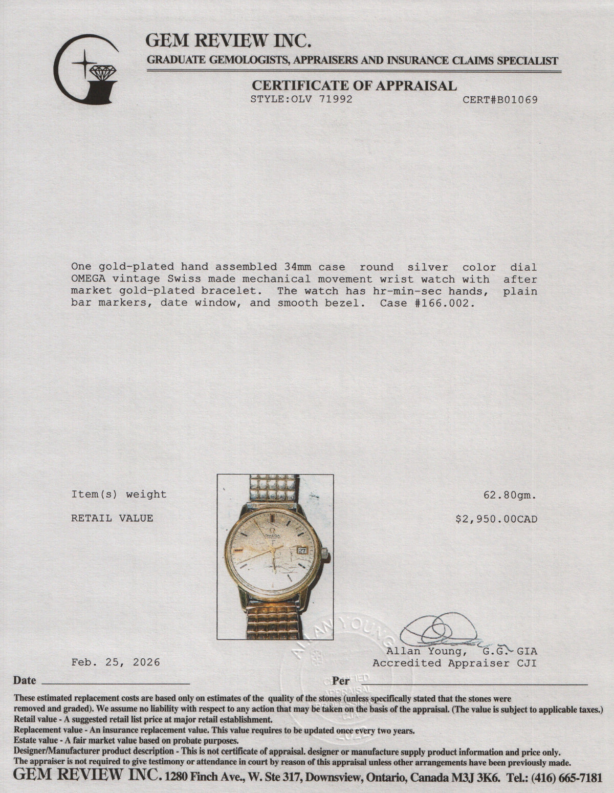 Omega Vintage Gold-Plated Stainless Steel Seamaster Automatic 34 MM Automatic Watch w/ Box & Papers