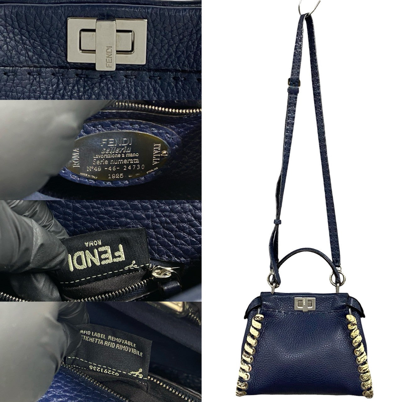 Fendi Peekaboo Leather Red Handbag Style 35