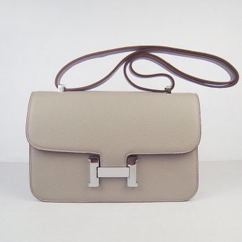 Luxury Hermes Constance 28Cm Togo Leather Bag Grey Silver