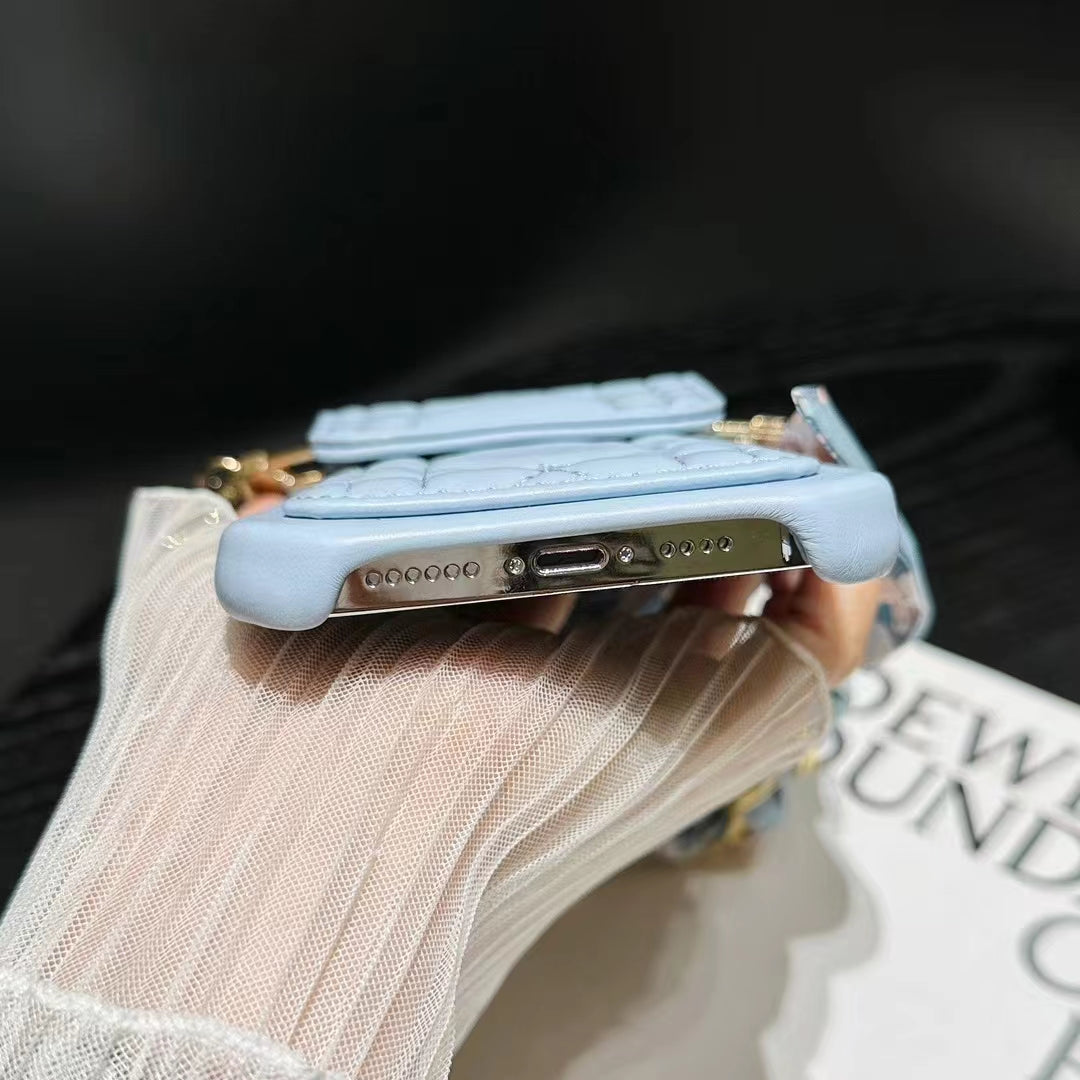 Luxury Leather card Scarf chain phone case for iphone