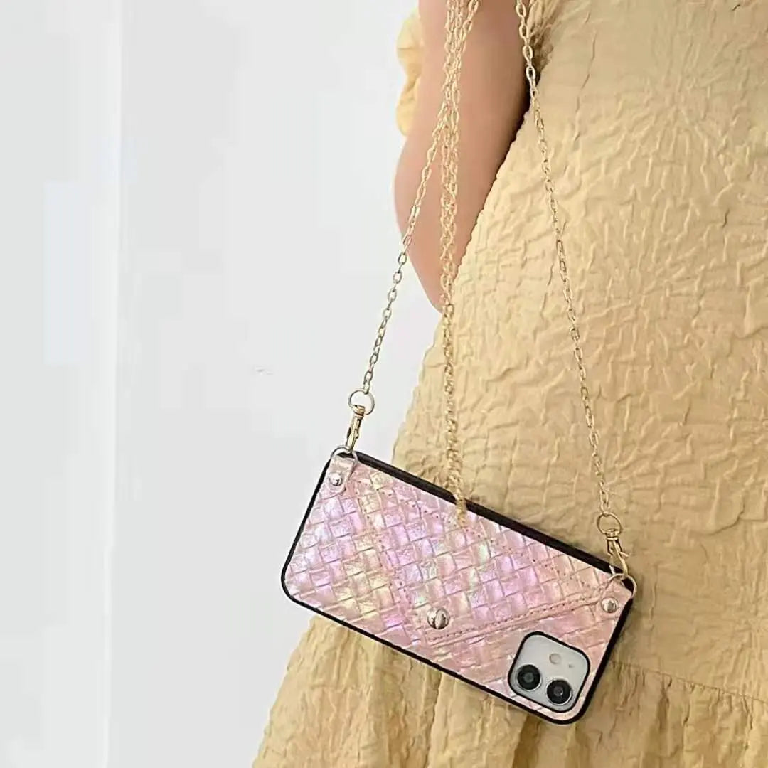 Multicolor card bag chain phone case For iphone
