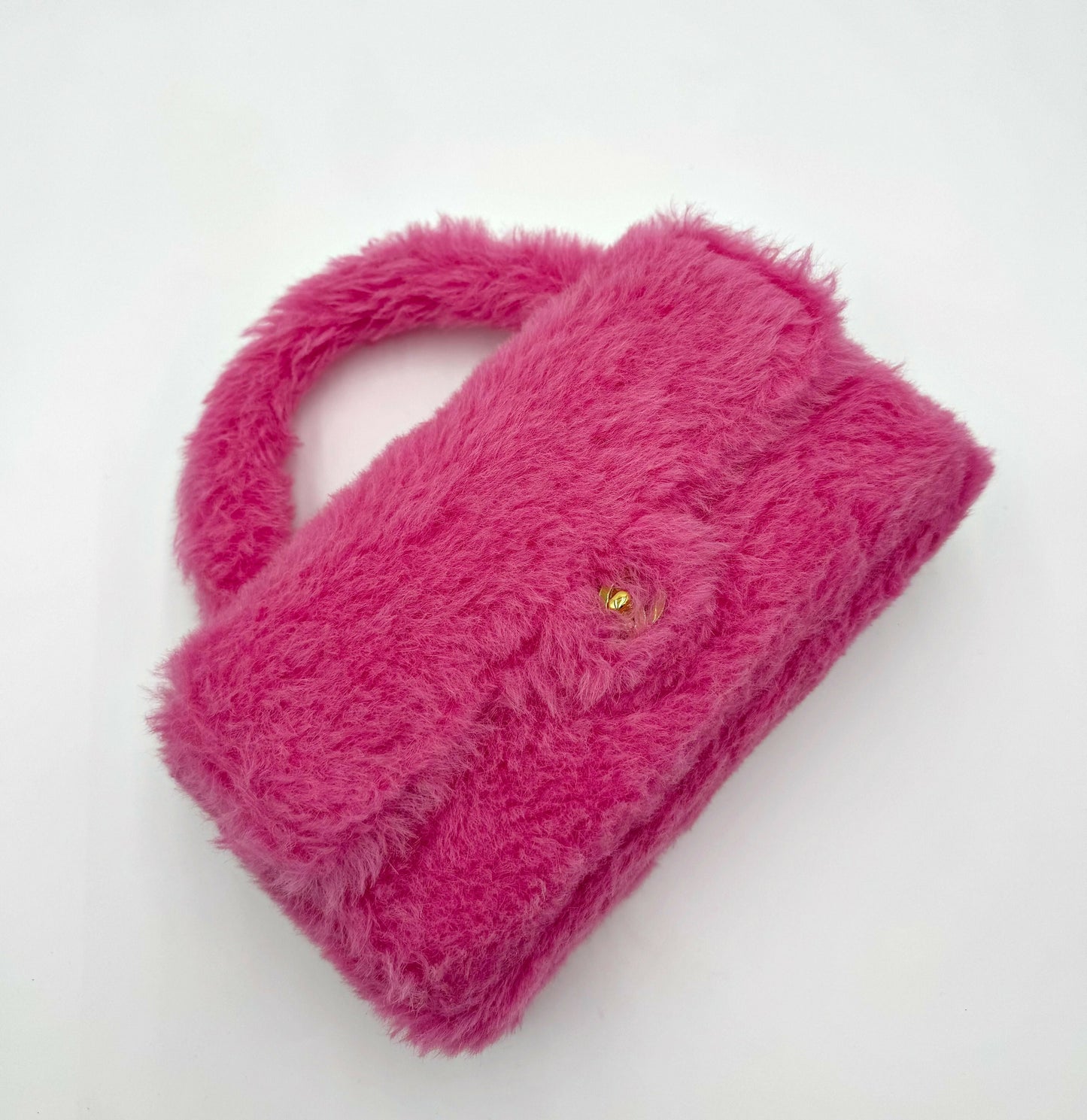 Chanel 1994 Faux Fur Kelly Top Handle In Barbie Pink