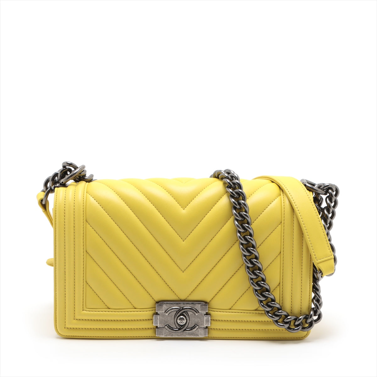 Chanel Boy Silver Chain Shoulder Bag Style