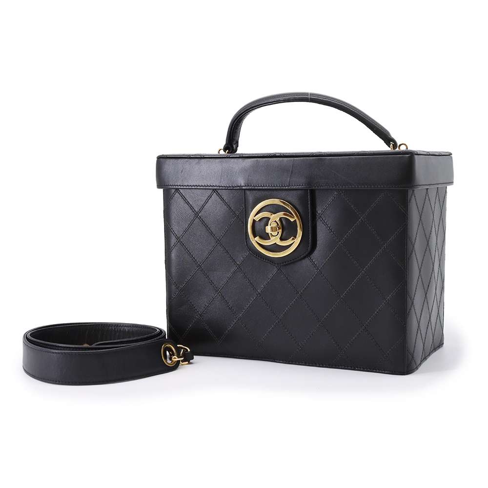 Chanel Bicolore 2way vanity bag Black Lambskin
