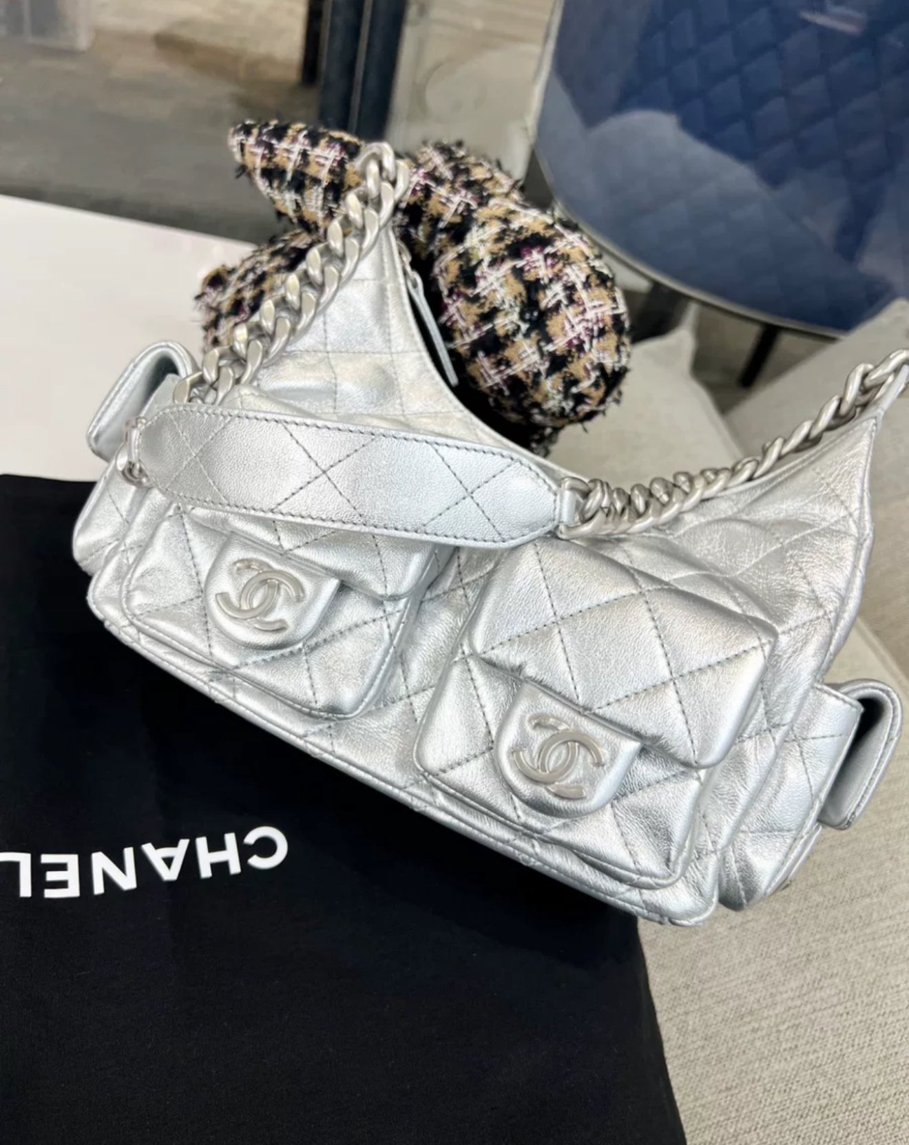 Chanel 25C Metallic Hobo Shoulder Bag