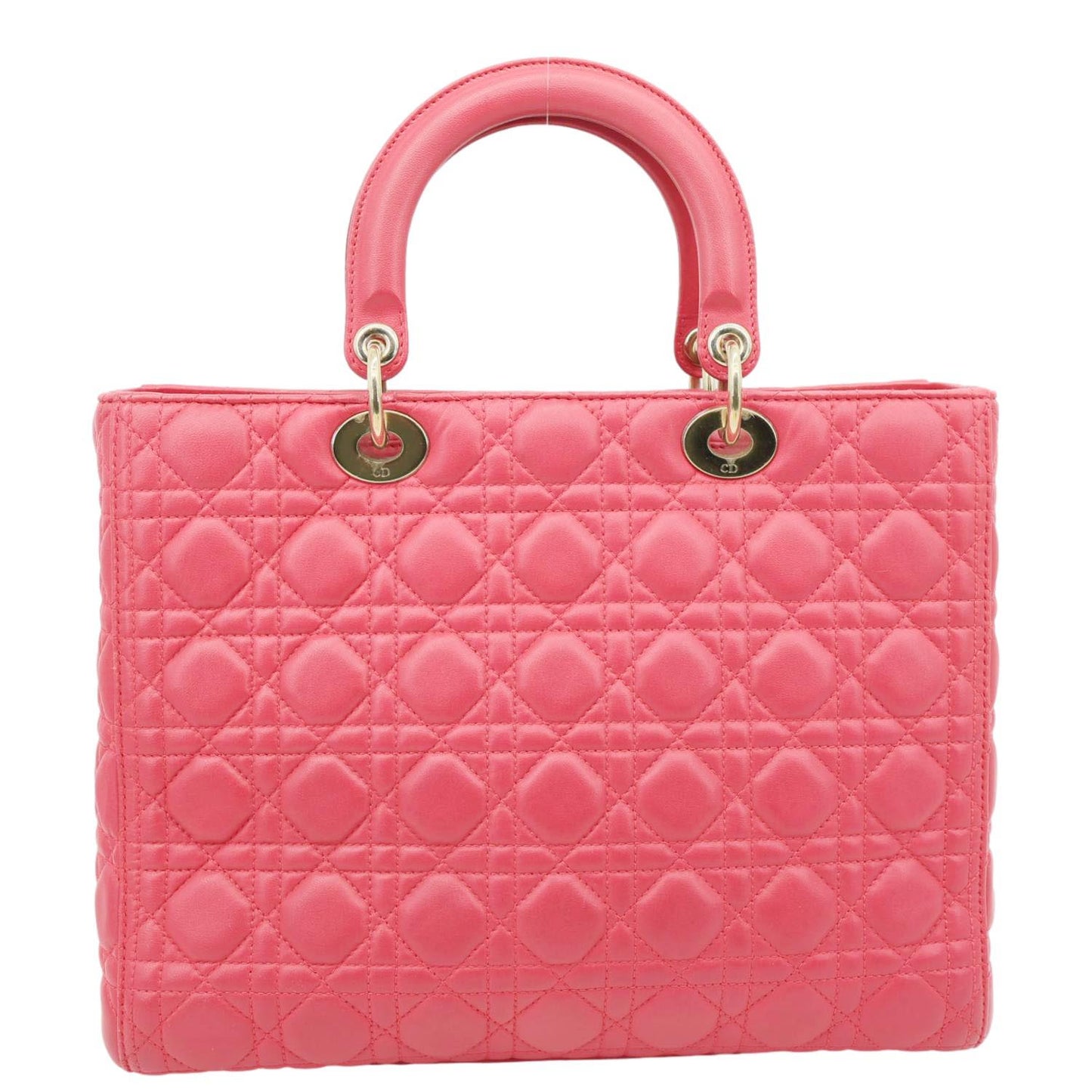 Christian Dior Lady Dior Large Quilted Lambskin Leather Shoulder Bag Pink