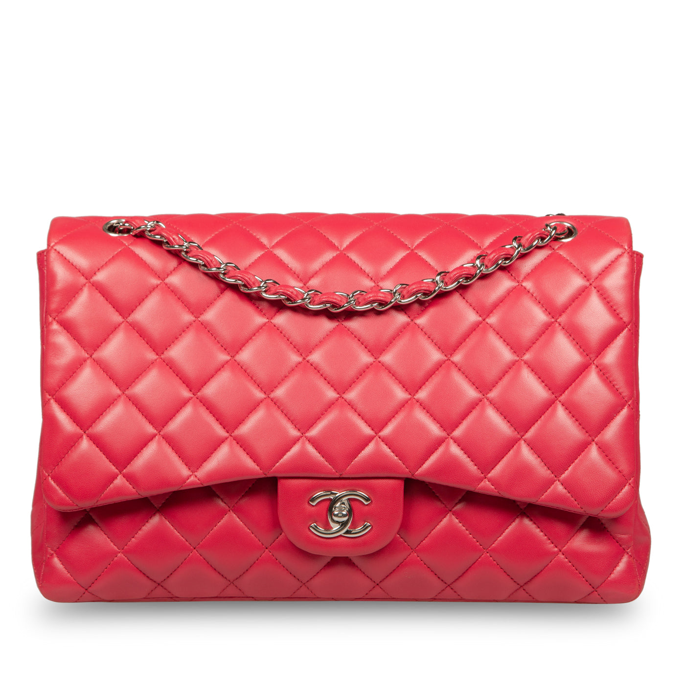 Chanel Classic Flap Lambskin Silver Shoulder Bag Style 11